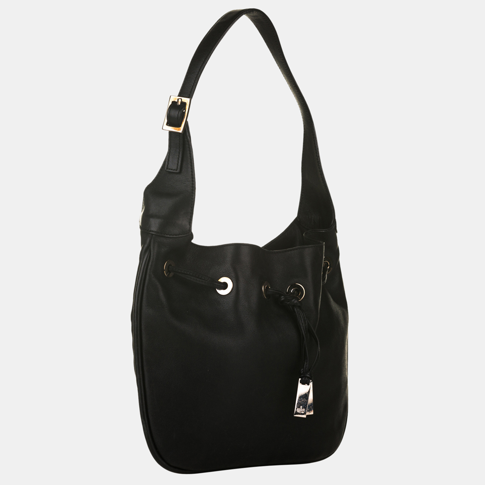 

Gucci Black Leather Drawstring Hobo Bag