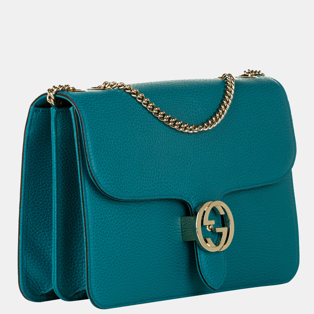 

Gucci Blue Medium Interlocking G Leather Crossbody Bag