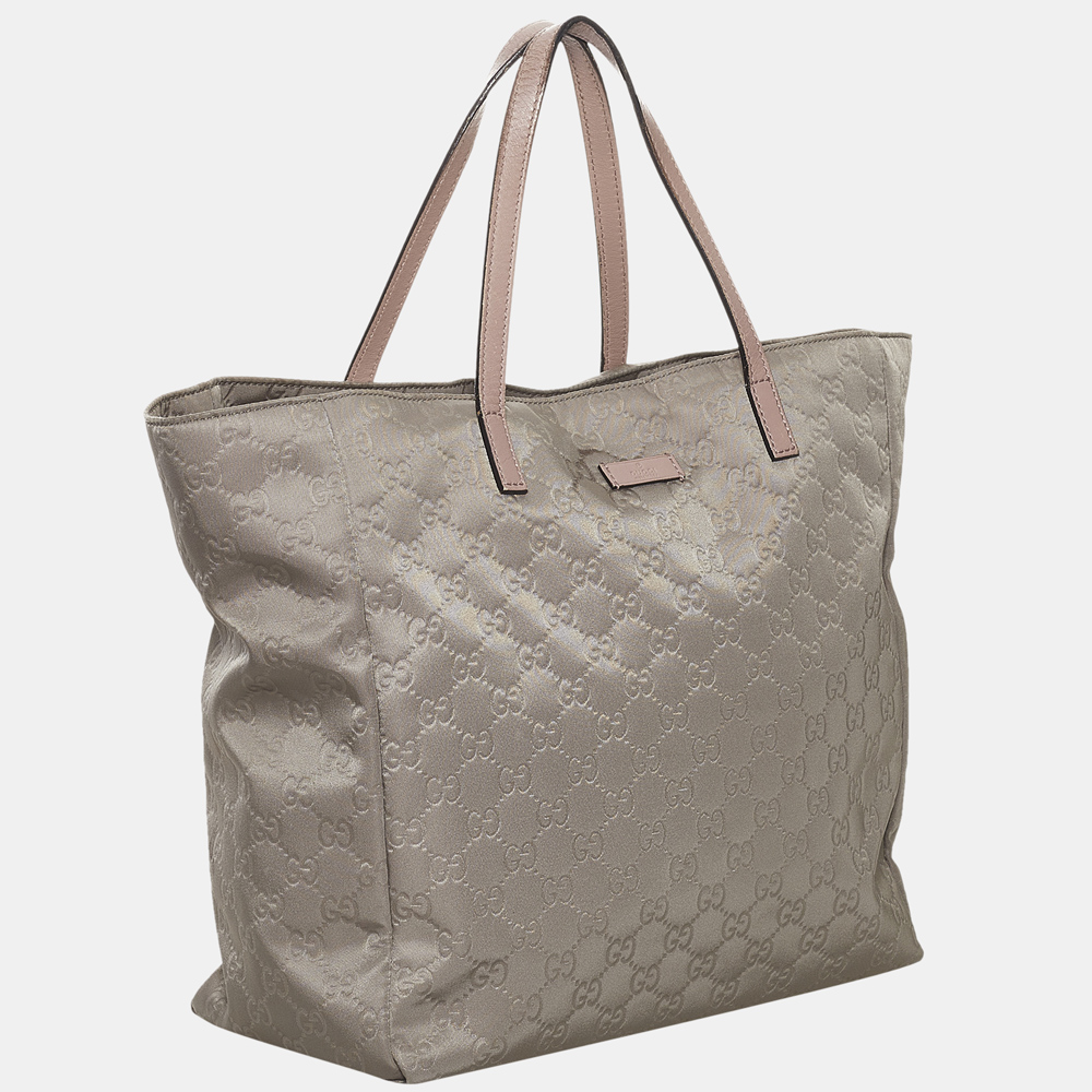 

Gucci Grey/Pink GG Nylon Tote Bag