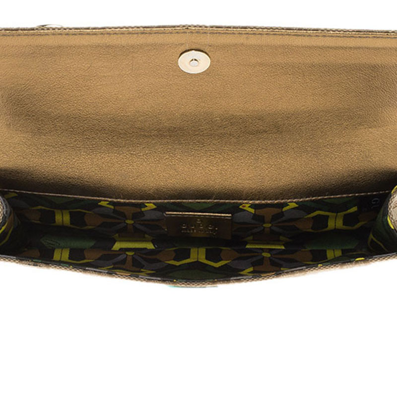 

Gucci Beige Guccissima Canvas and Gold Leather Buckle Continental Wallet