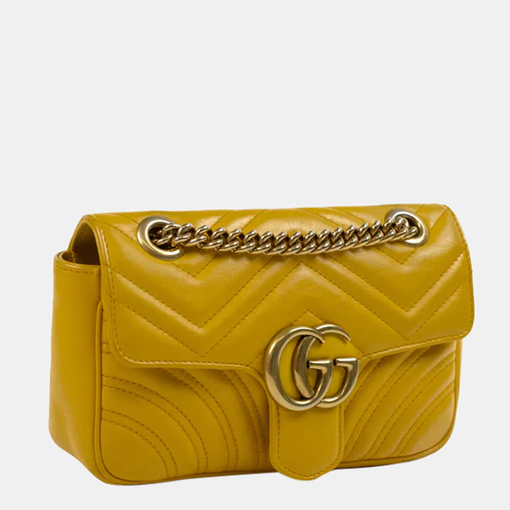 

GUCCI Marmont Mini Shoulder bag in Yellow Leather