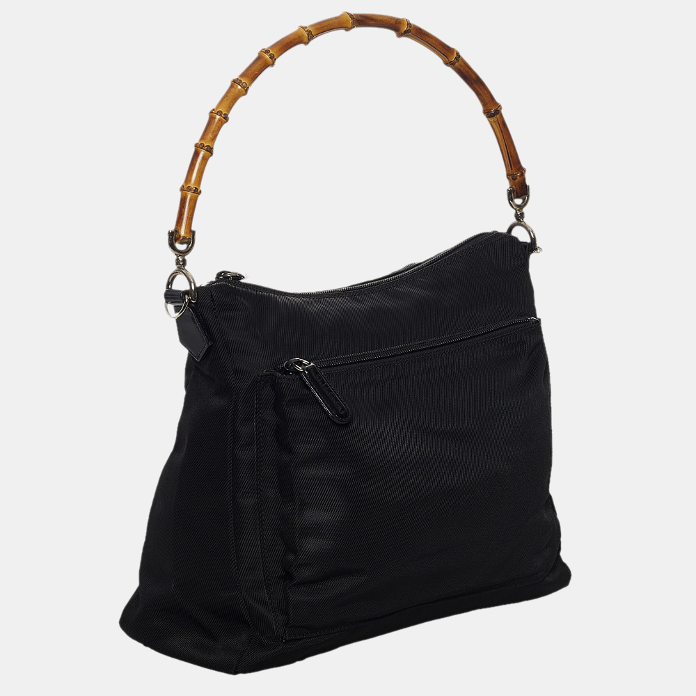 

Gucci Black Bamboo Nylon Handbag