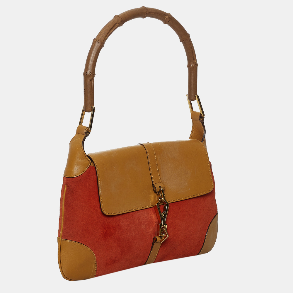 

Gucci Brown/Orange Bamboo Jackie Suede Shoulder Bag