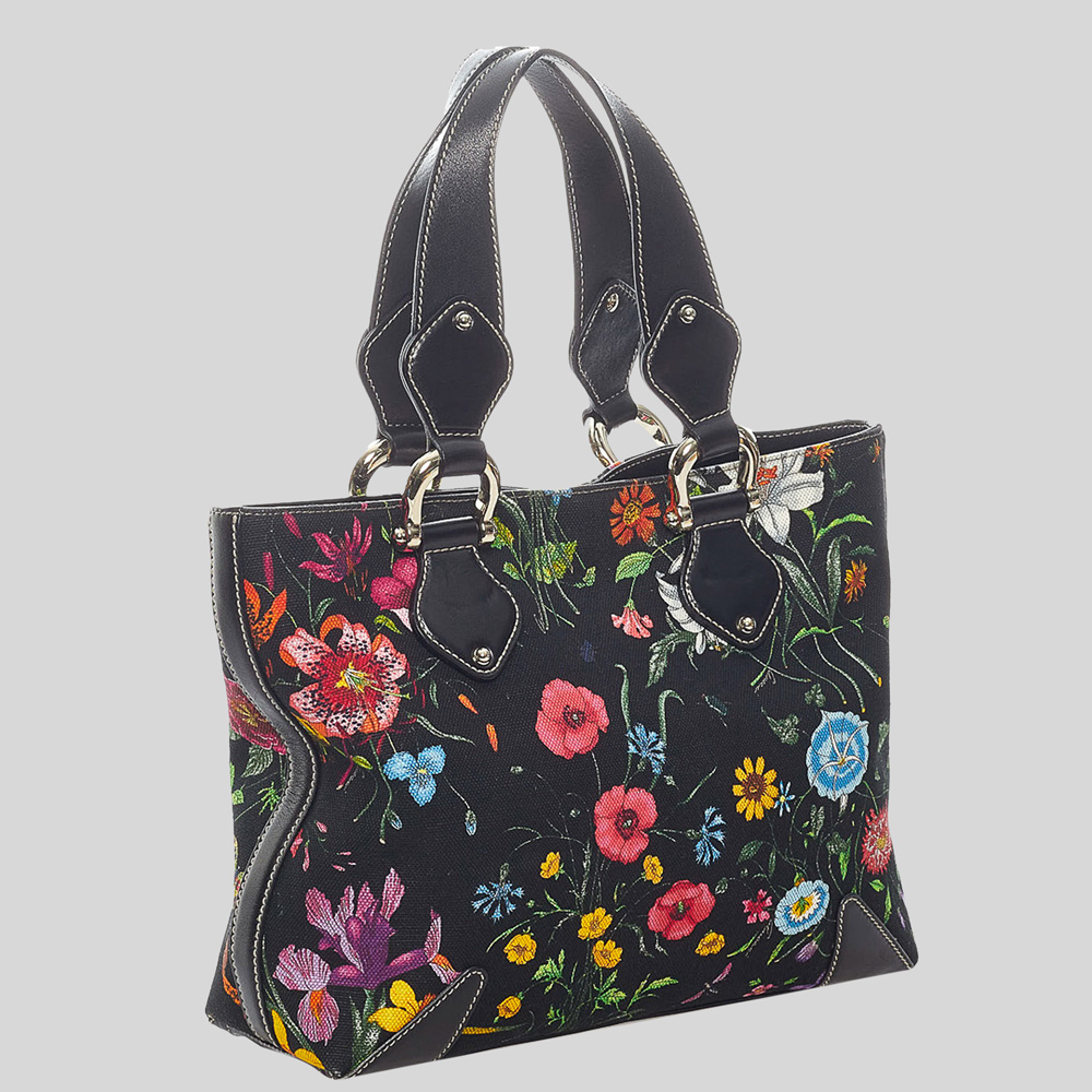 

Gucci Black/Multi Color Flora Canvas Tote Bag