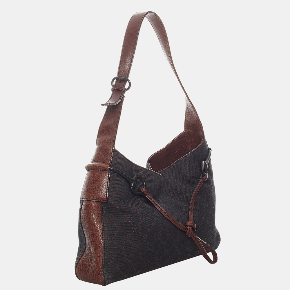

Gucci Brown GG Canvas Horsebit Shoulder Bag