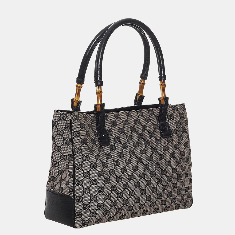 

Gucci Gray/Black Bamboo GG Canvas Shoulder Bag