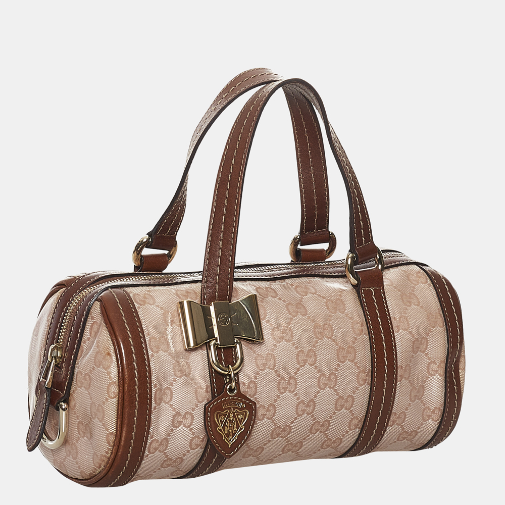 

Gucci Brown/Pink GG Crystal Duchessa Boston Bag