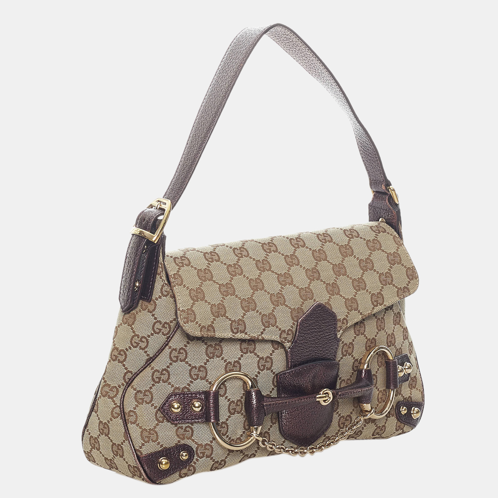 

Gucci Beige/Brown GG Canvas Horsebit Handbag