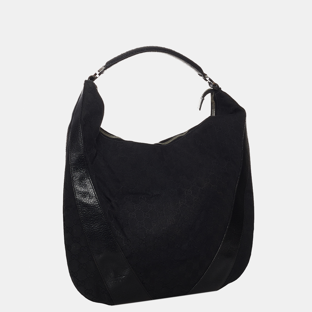 

Gucci Black GG Canvas Hobo Bag