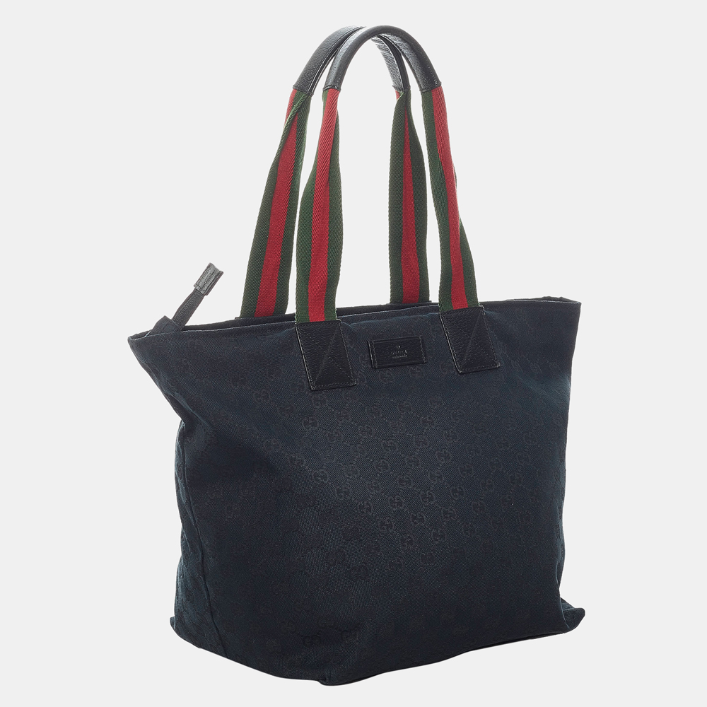 

Gucci Black/Multi GG Canvas Web Tote Bag