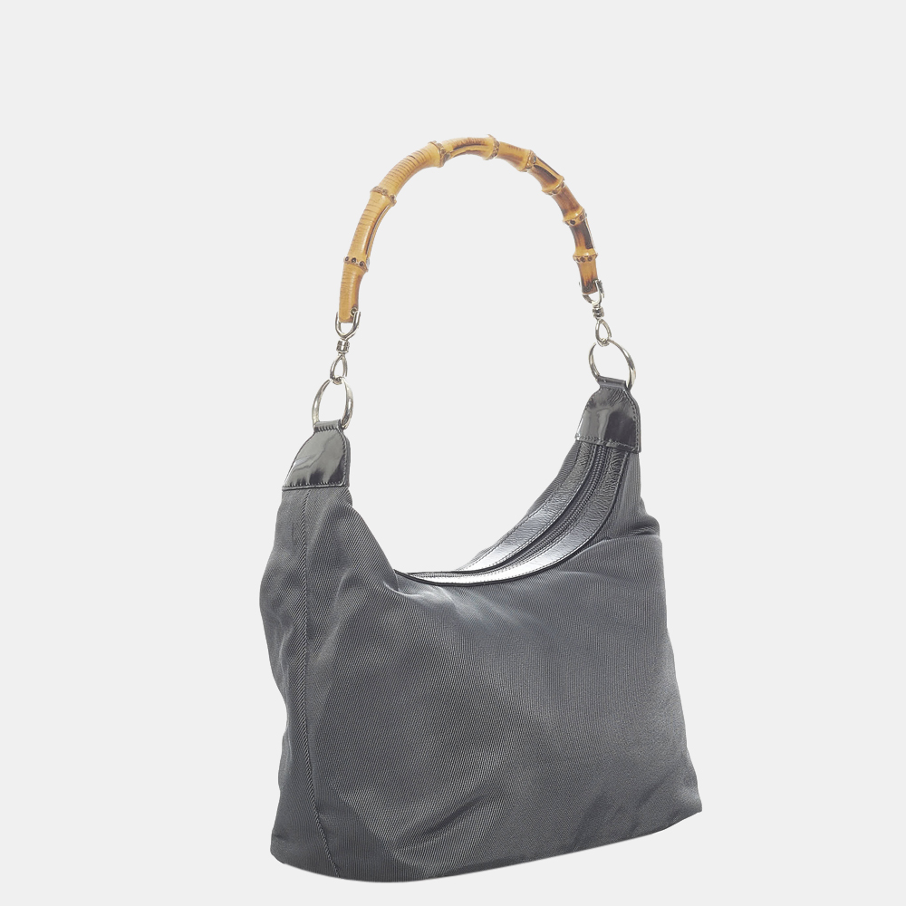 

Gucci Grey Bamboo Canvas Shoulder Bag
