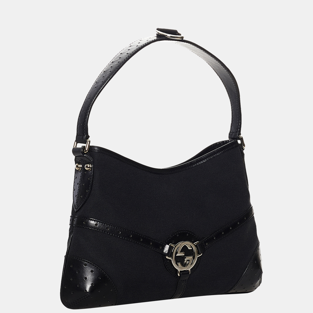 

Gucci Black Reins Canvas Handbag