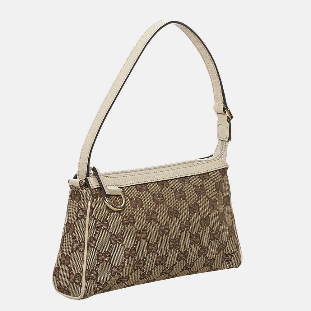 

Gucci Brown/Beige/White GG Canvas Abbey D-Ring Baguette