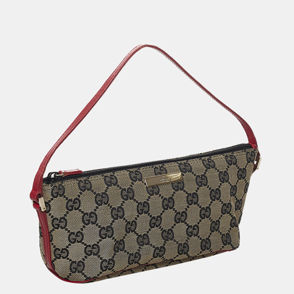 

Gucci Gray/Red GG Canvas Boat Baguette, Grey