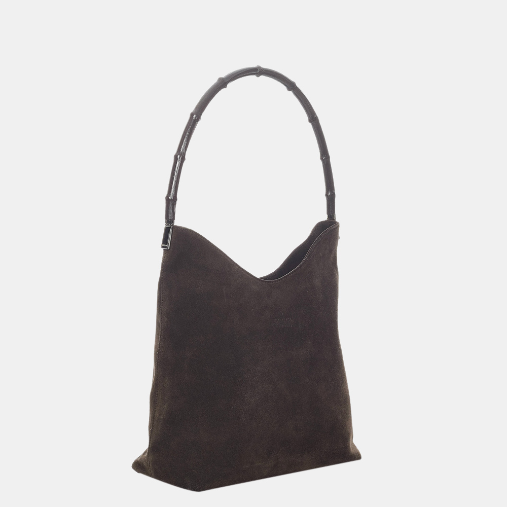 

Gucci Brown Bamboo Suede Shoulder Bag