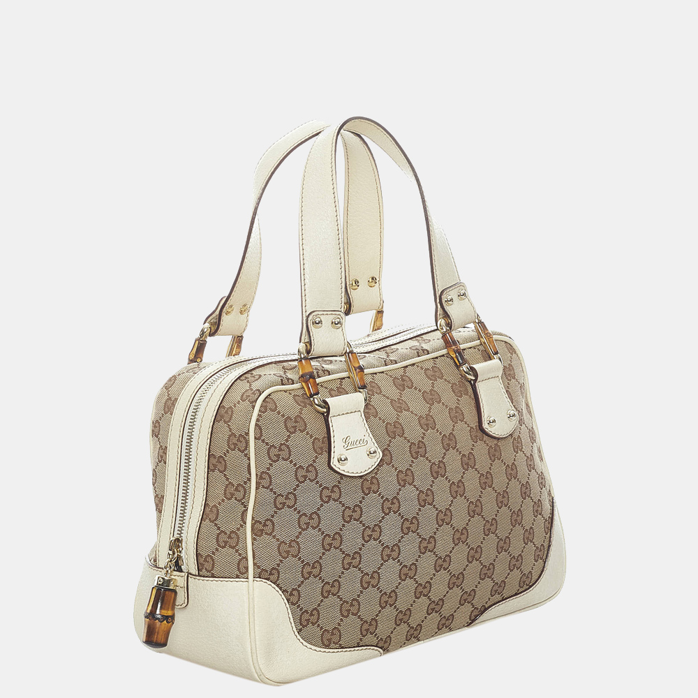 

Gucci Beige/Brown Bamboo GG Canvas Handbag
