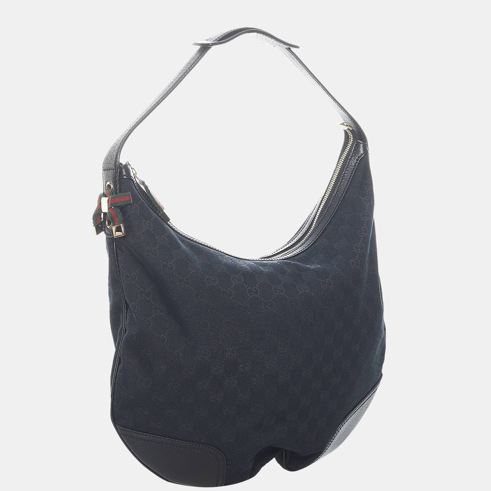 

Gucci Black GG Canvas Web Princy Hobo Bag