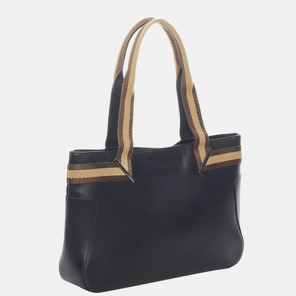 

Gucci Black/Brown Web Leather Tote Bag