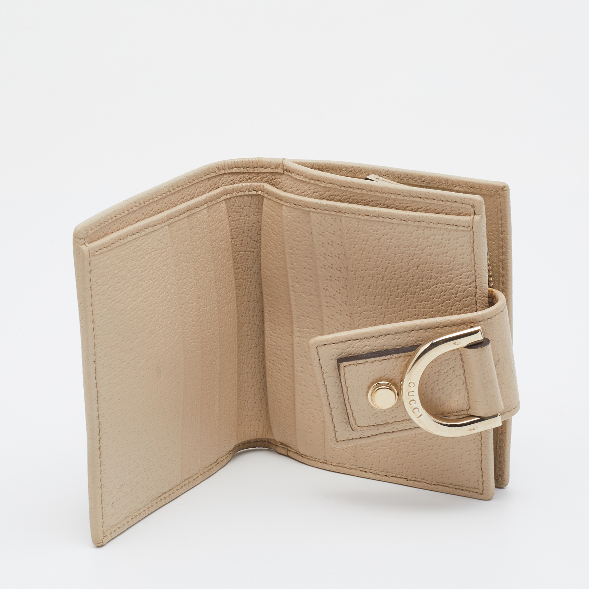 

Gucci Beige/Brown GG Canvas And Leather Abbey D-Ring Compact Wallet