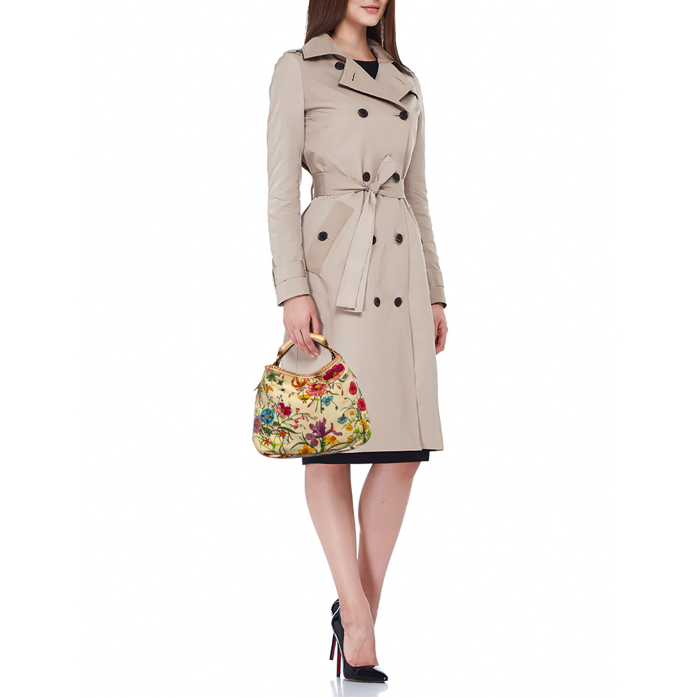 

Gucci Multicolor Floral Print Canvas and Leather Small Horsebit Hobo