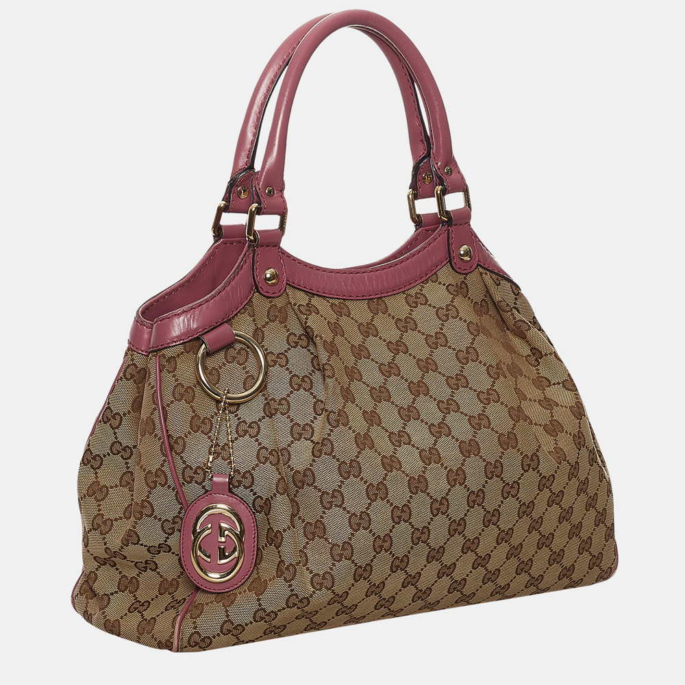 

Gucci Beige/Brown/Pink GG Canvas Sukey Tote Bag