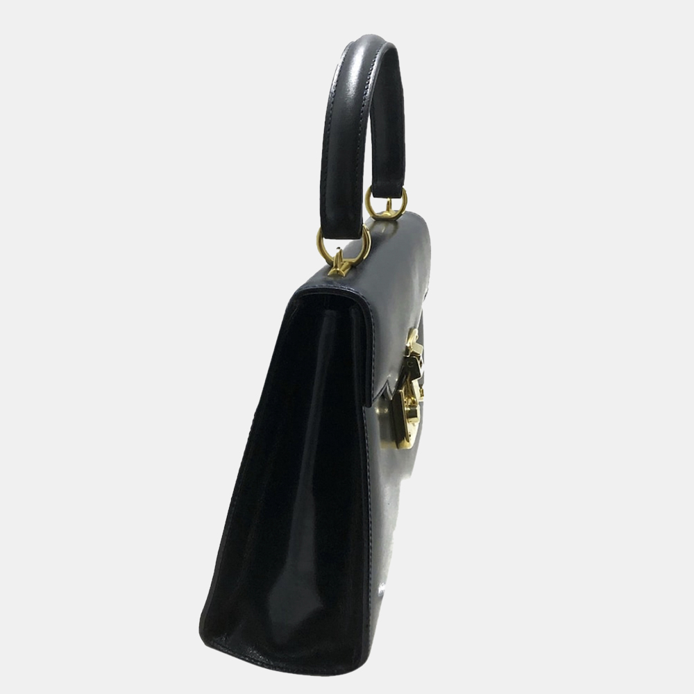 

Gucci Black Vintage Lady Lock Leather Satchel