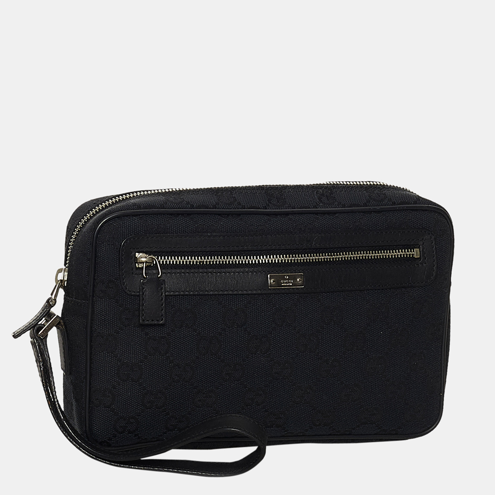 

Gucci Black GG Canvas Clutch Bag