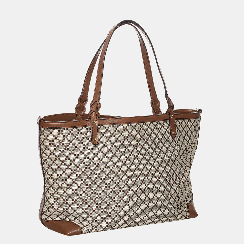 

Gucci Beige/Brown Diamante Craft Canvas Tote Bag
