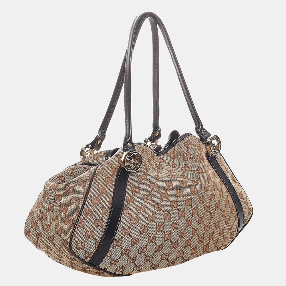 

Gucci Beige/Black/Brown GG Canvas Twin Shoulder Bag