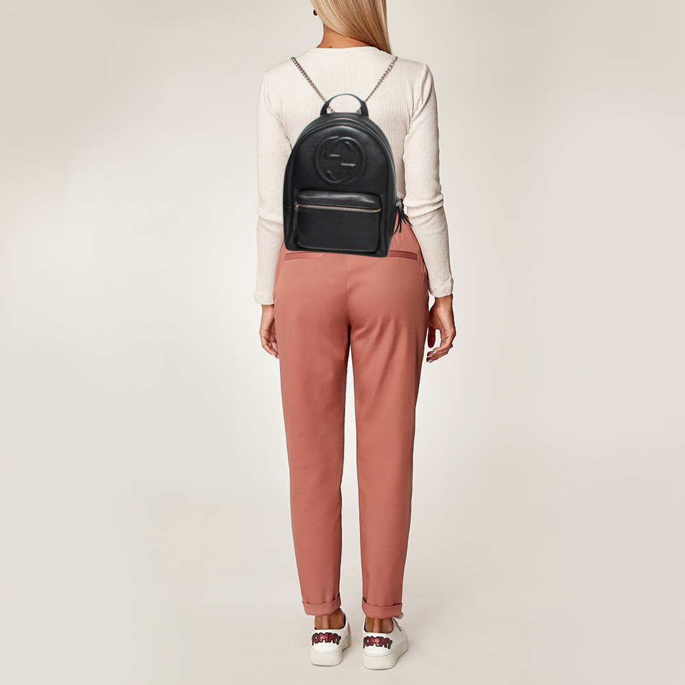 

Gucci Black Leather Soho Chain Backpack