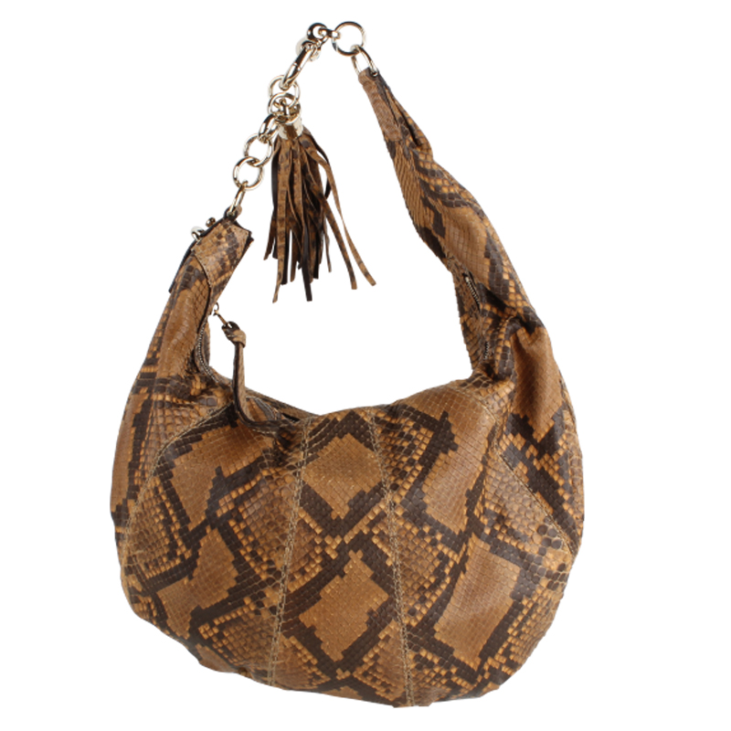

Gucci Brown Snakeskin Hobo Bag