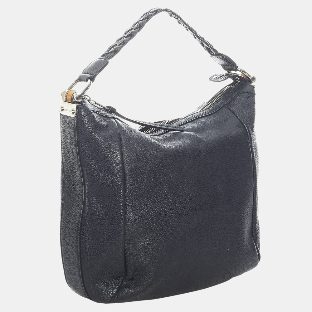 

Gucci Black Bamboo Leather Tote Bag