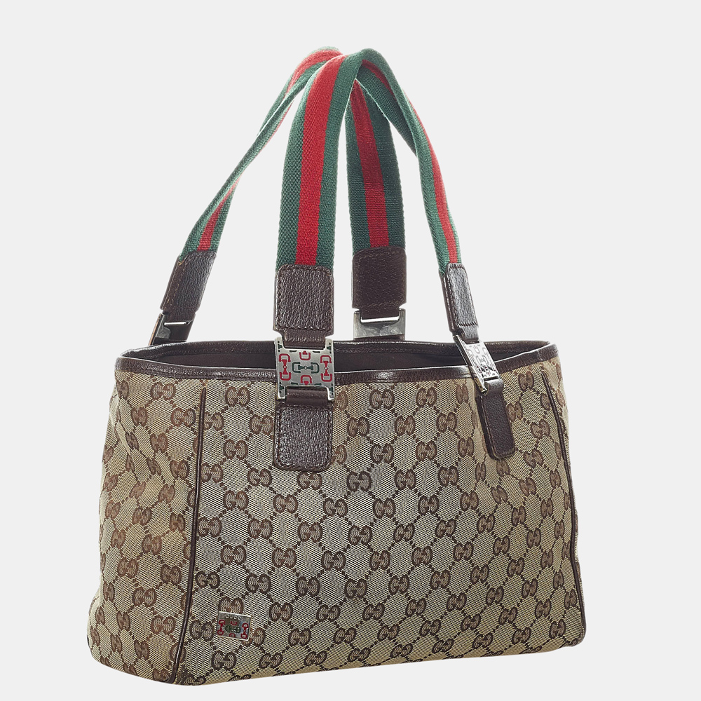 

Gucci Beige/Brown/Multi Color GG Canvas Web Tote Bag