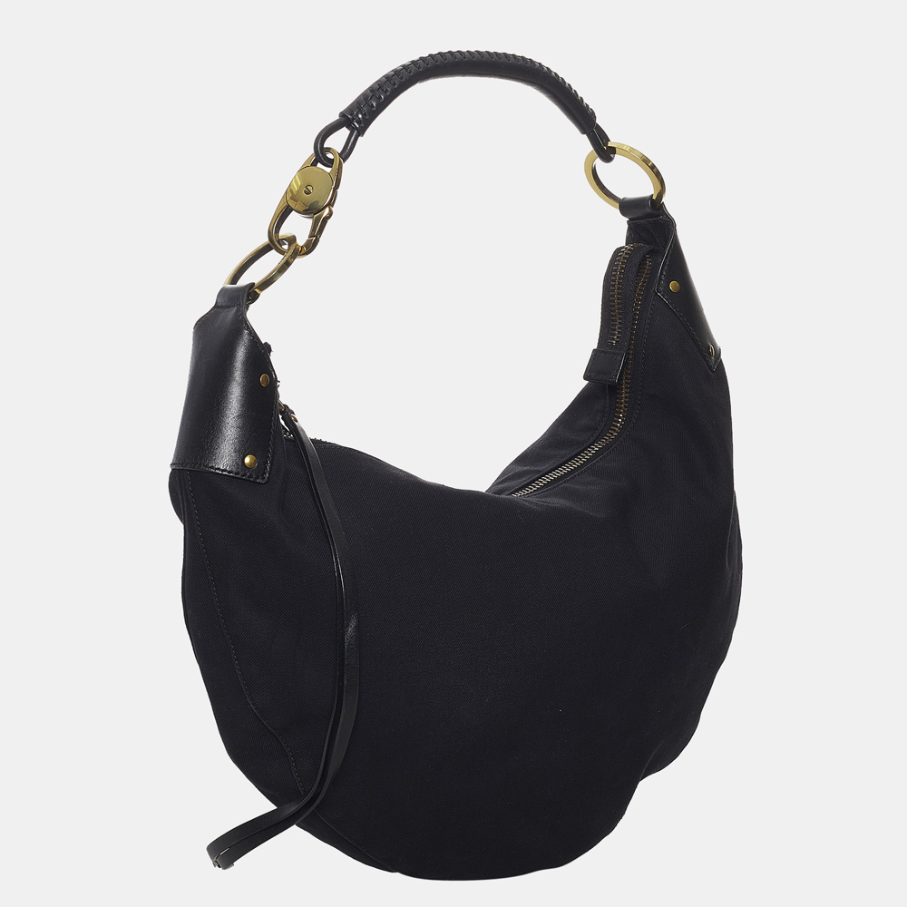 

Gucci Black Half Moon Canvas Hobo Bag