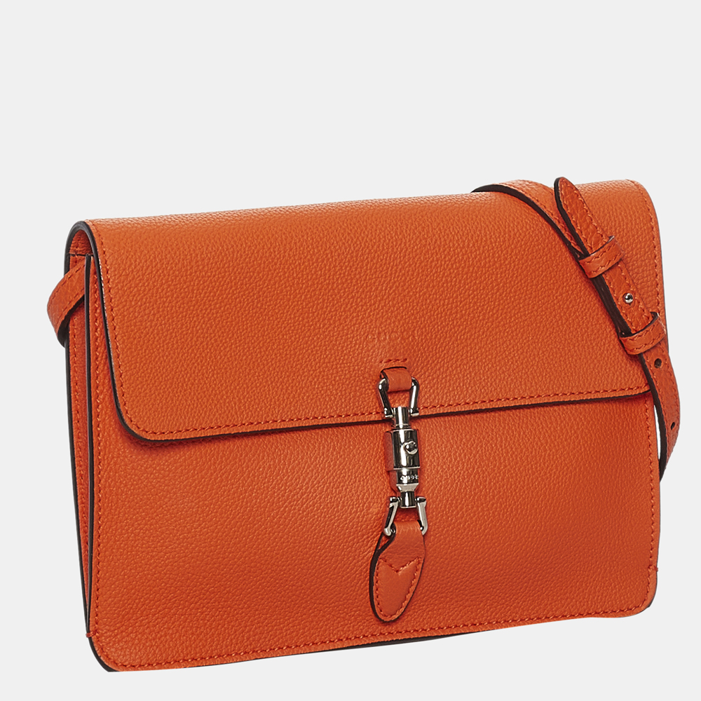 

Gucci Orange Soft Jackie Convertible Leather Crossbody Bag