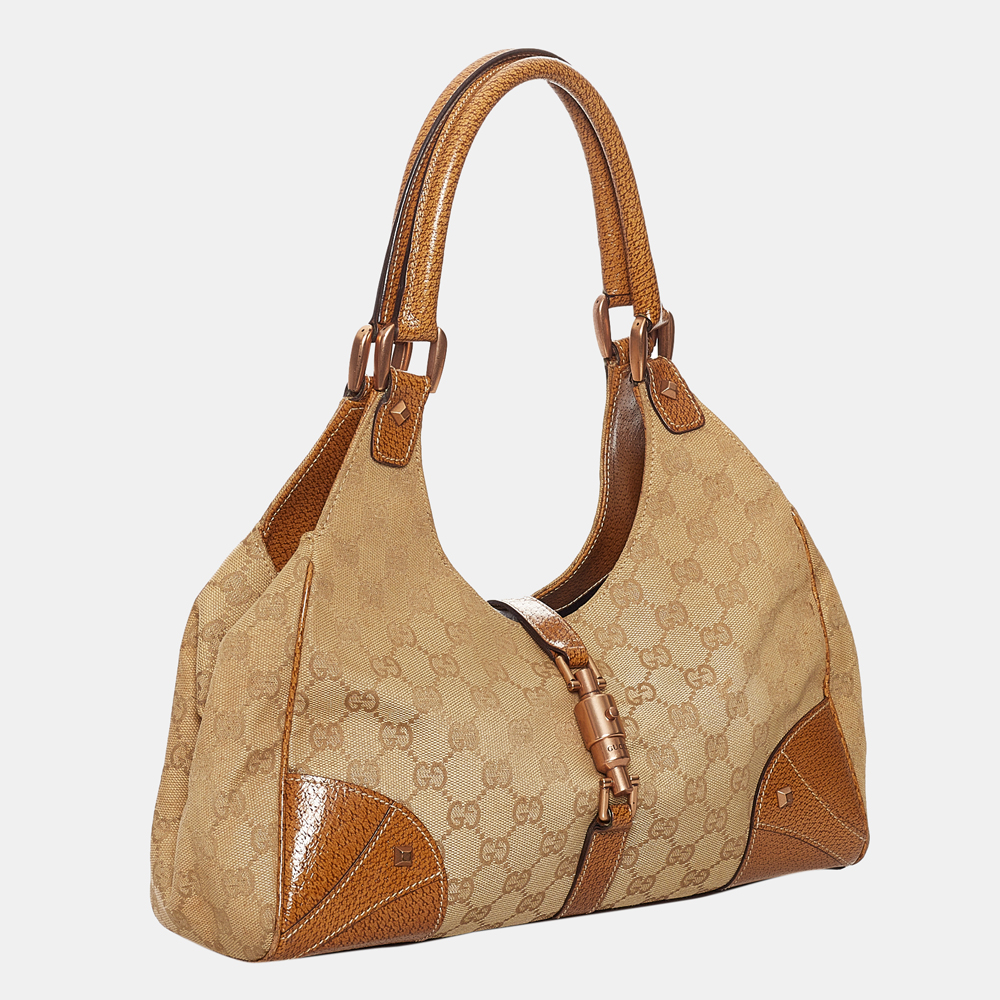 

Gucci Brown GG Canvas Nailhead Jackie Shoulder Bag