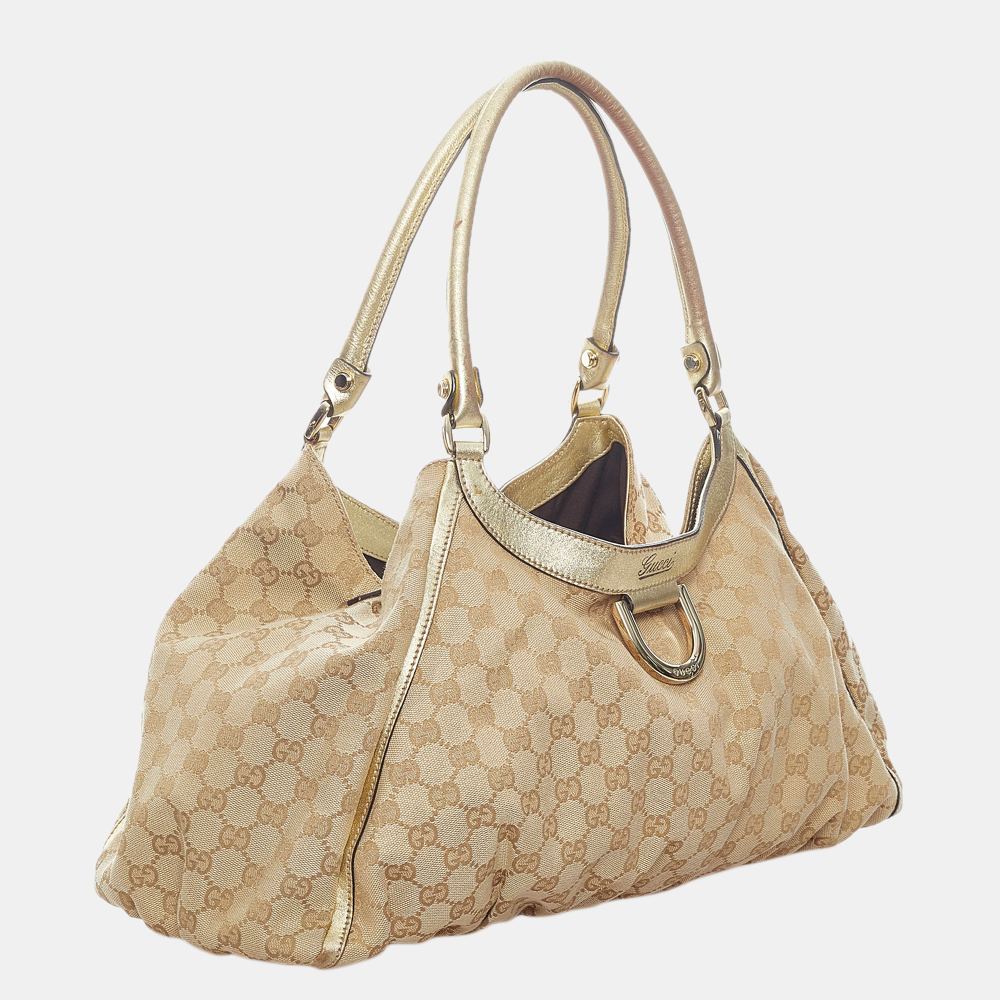 

Gucci Beige/Brown/Gold GG Canvas Abbey D-Ring Shoulder Bag