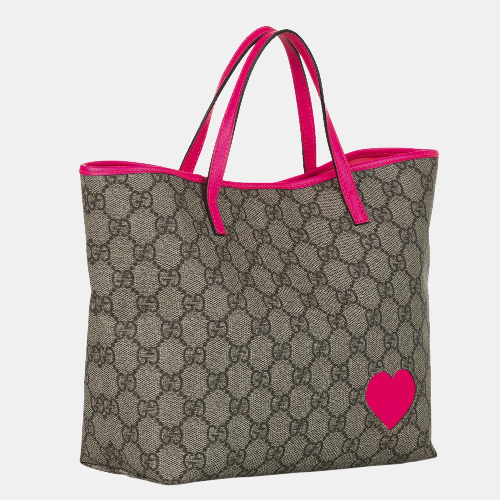 

Gucci Beige/Brown/Pink GG Supreme Heart Handbag