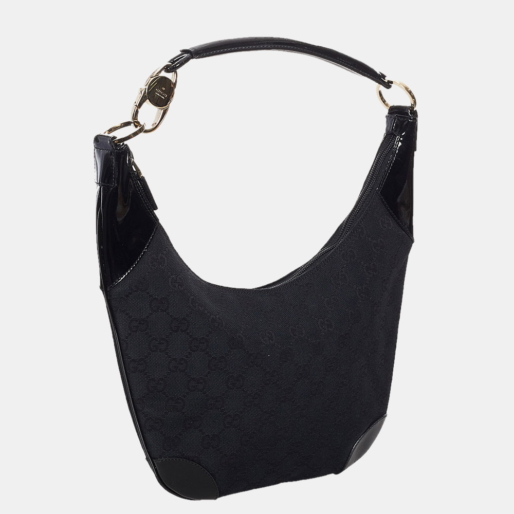 

Gucci Black GG Canvas Hobo Bag
