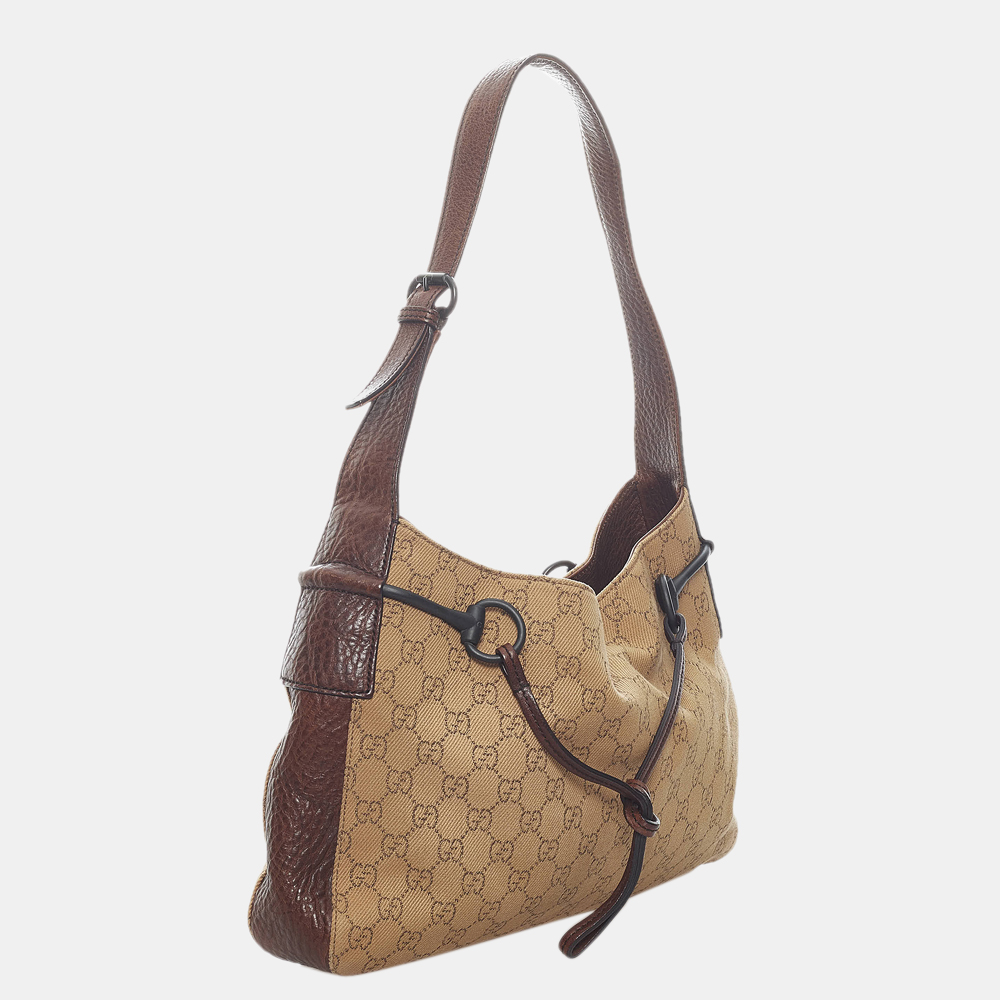 

Gucci Beige/Brown GG Canvas Horsebit Shoulder Bag