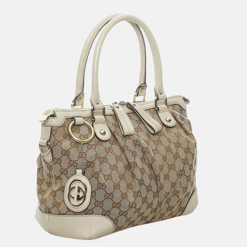 

Gucci Beige/Brown/White GG Canvas Sukey Satchel