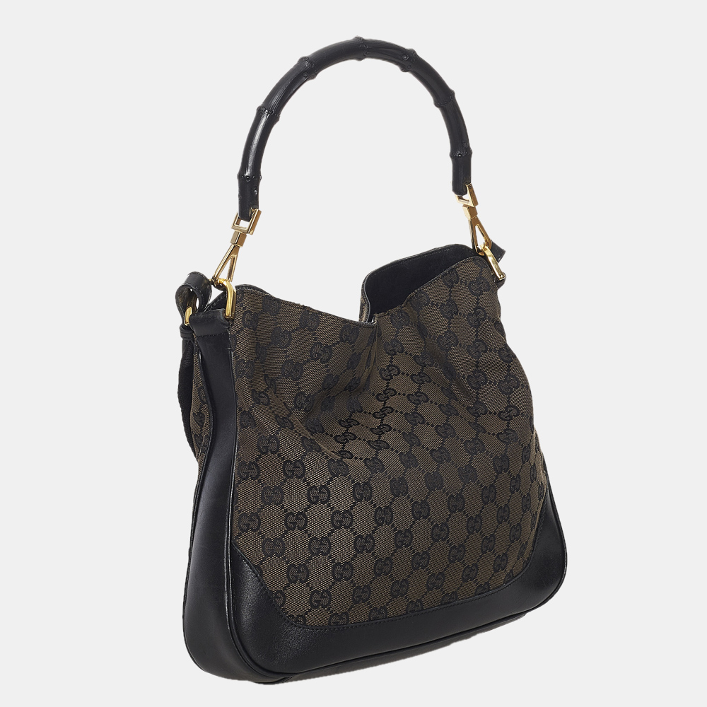 

Gucci Black/Brown Bamboo GG Canvas Satchel