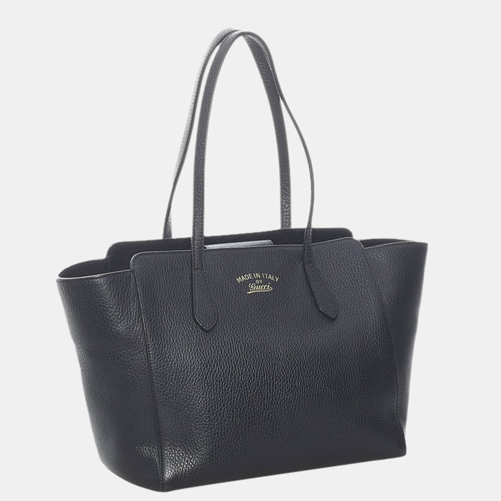 

Gucci Black Leather Swing Tote Bag
