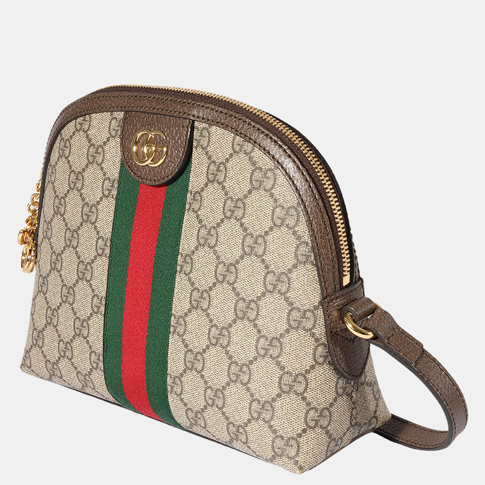 

Gucci Brown GG Supreme & Web Small Ophidia Dome Bag, Beige