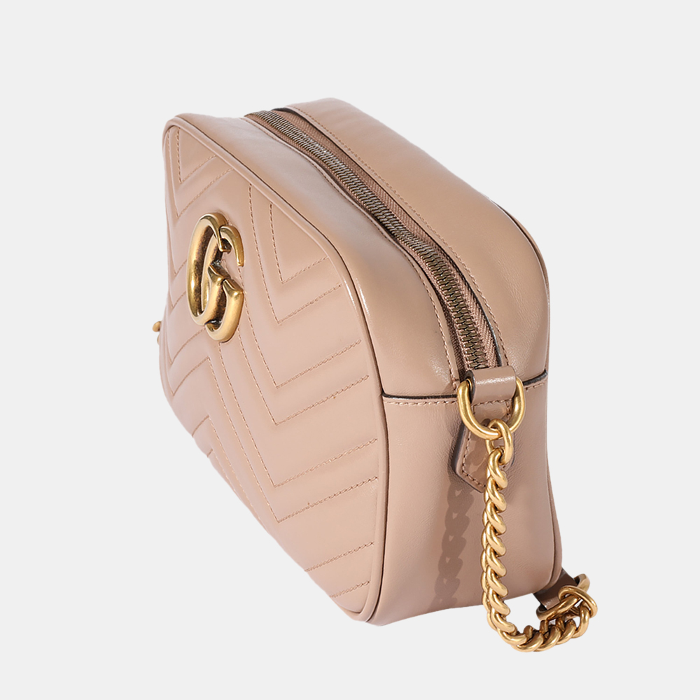 

Gucci Dusty Pink Leather Small GG Marmont Shoulder Bag