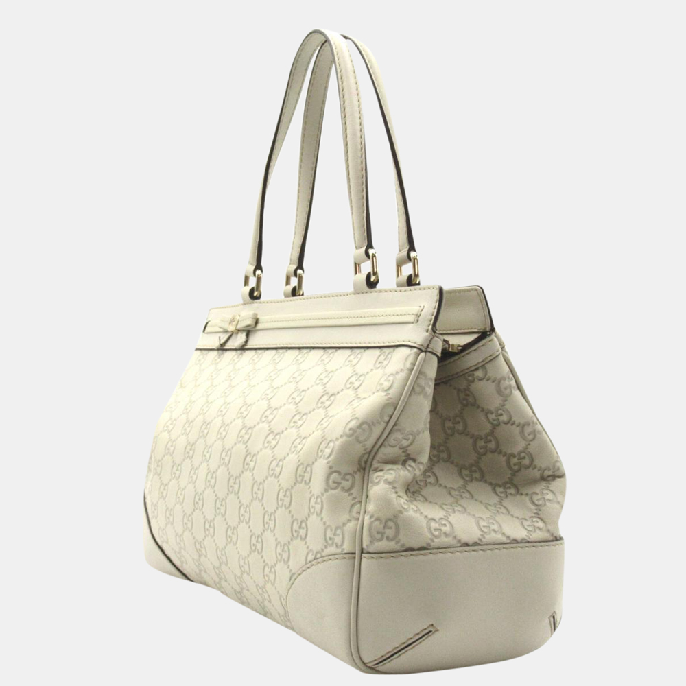 

Gucci White Leather Guccissima Mayfair Tote Bag