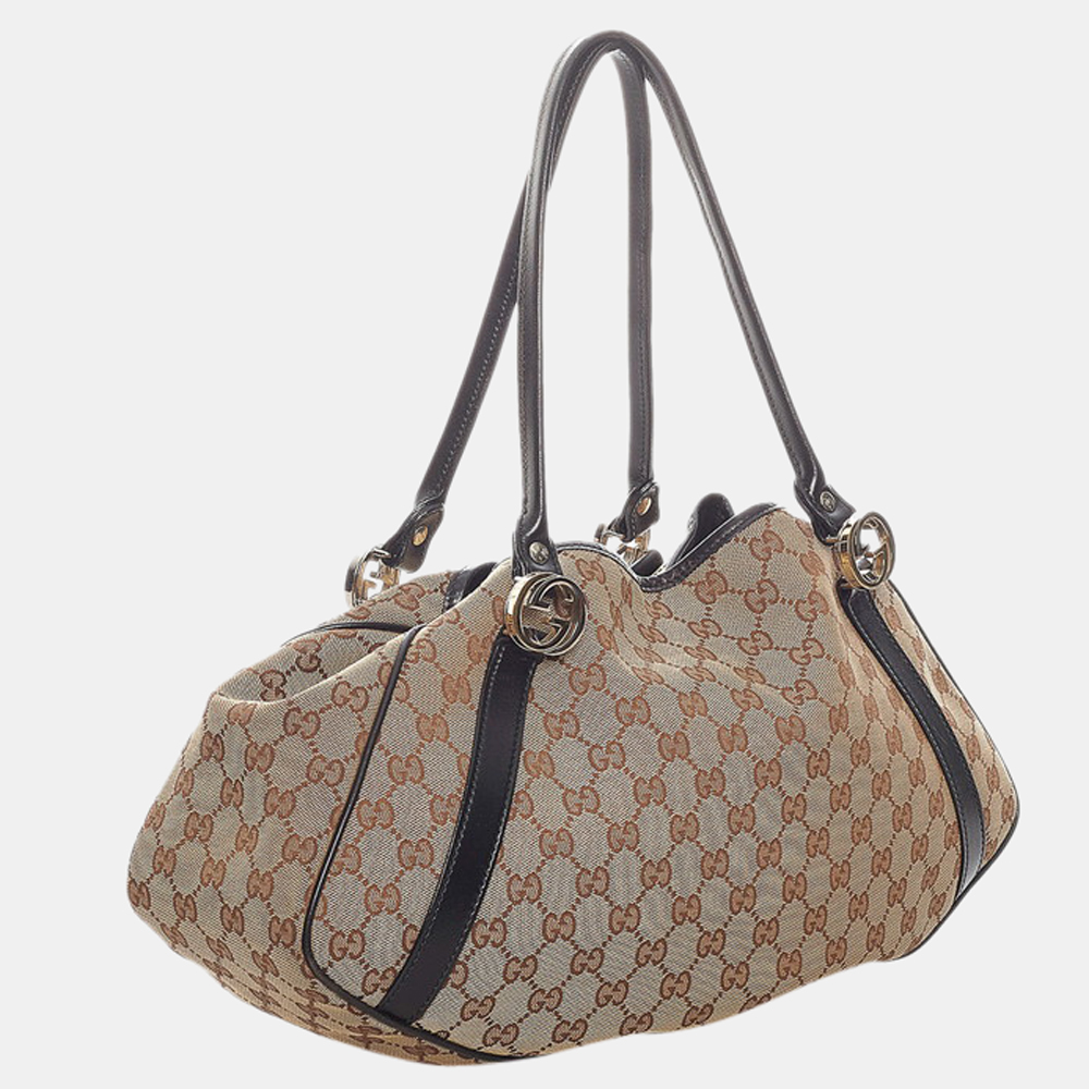 

Gucci Brown GG Canvas Twin Satchel Bag