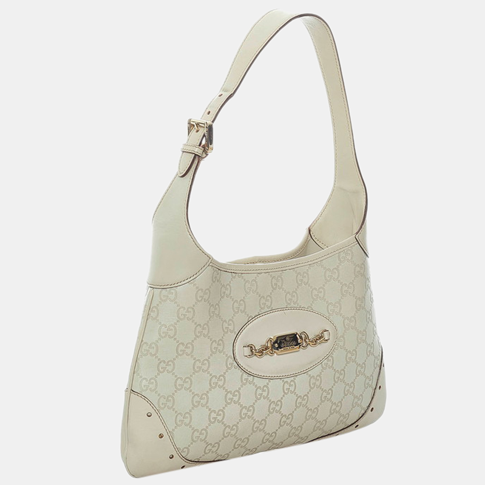 

Gucci White Leather Guccissima Hobo Bag