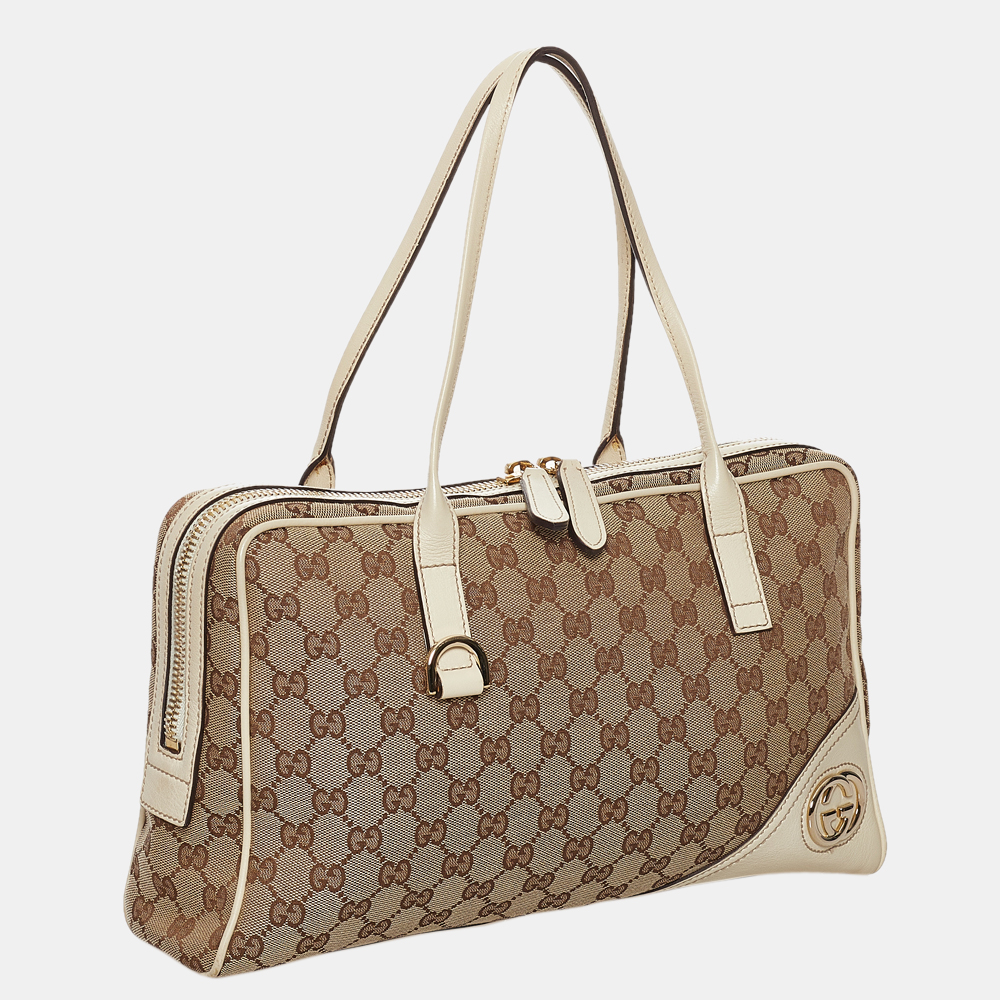 

Gucci Beige/Brown/White GG Canvas New Britt Shoulder Bag