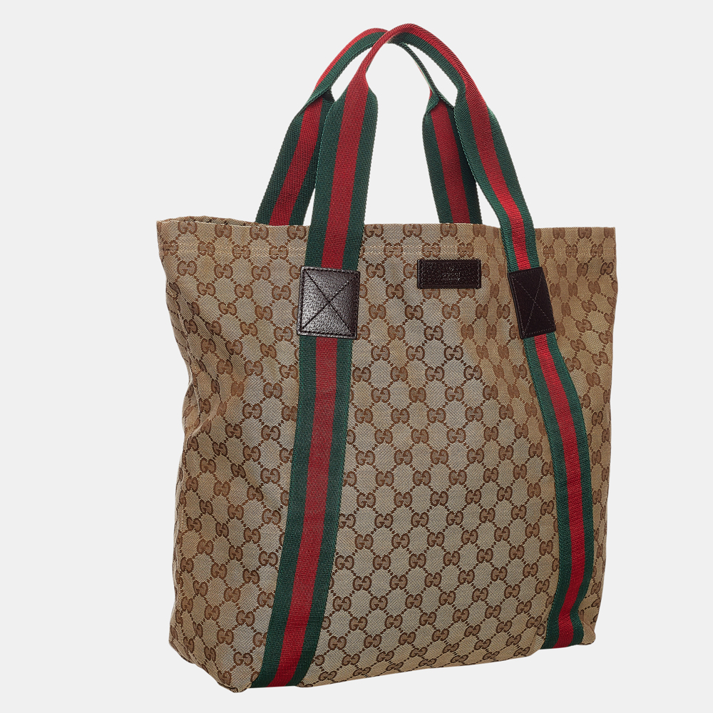 

Gucci Brown/Beige/Multi GG Canvas Web Tote Bag